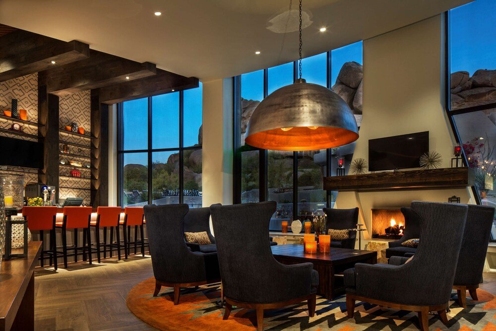Modern interior with a bar area and comfortable seating
