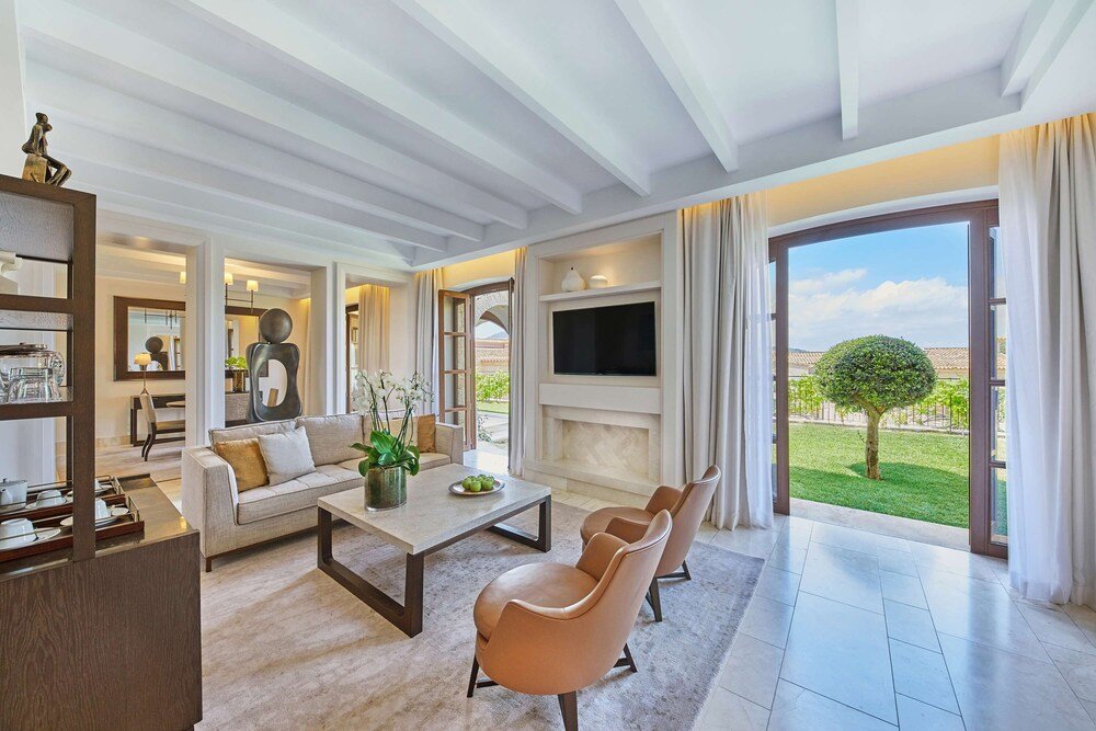 Living room area in a suite at the Mallorca hotel