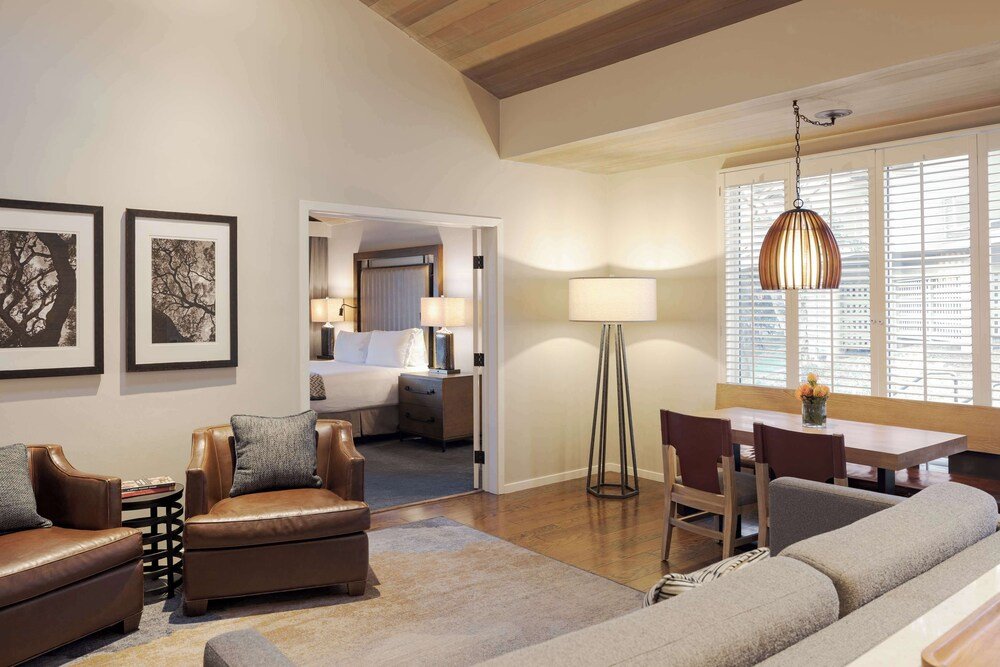 Hotel room with a separate living area at Carmel Valley Ranch, California
