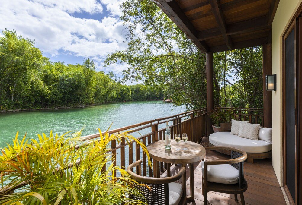 Wooden deck with a table