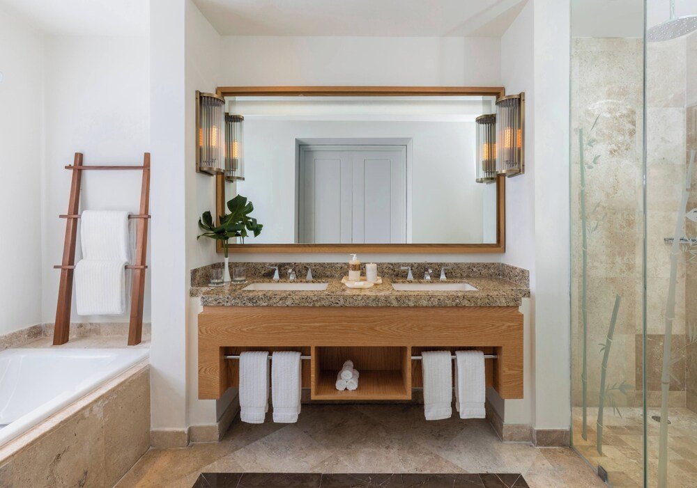 Bathroom with a wooden vanity