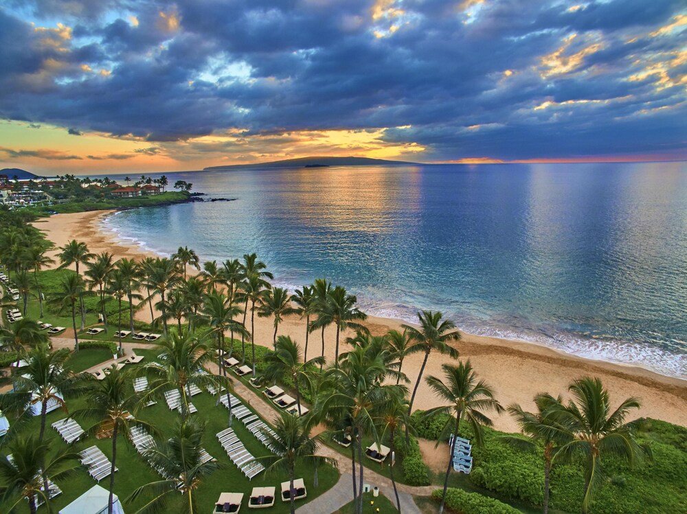 Aerial view of a beach resort at the resort