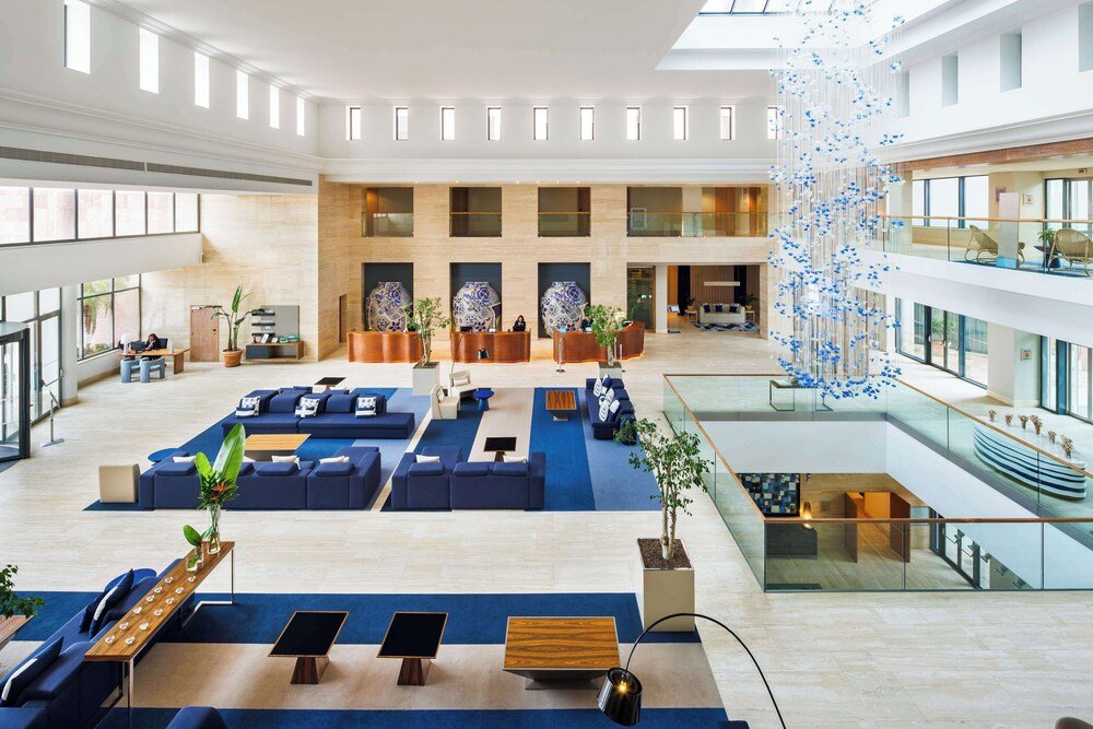 Spacious hotel lobby at the resort seen during a visit