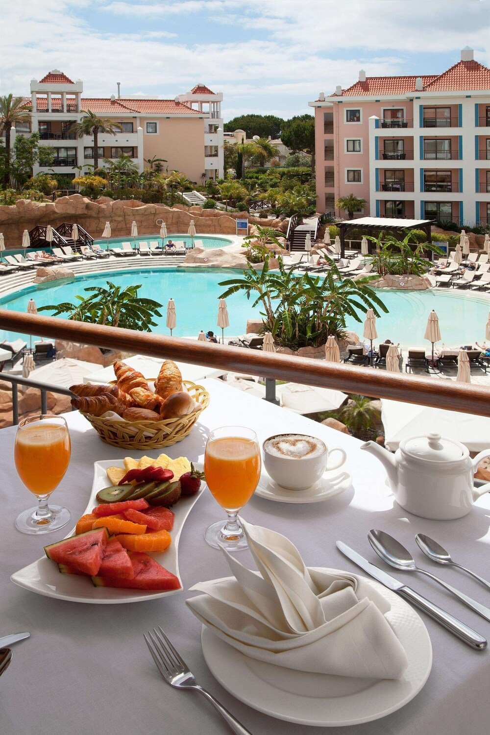 Breakfast table set at the hotel at the resort