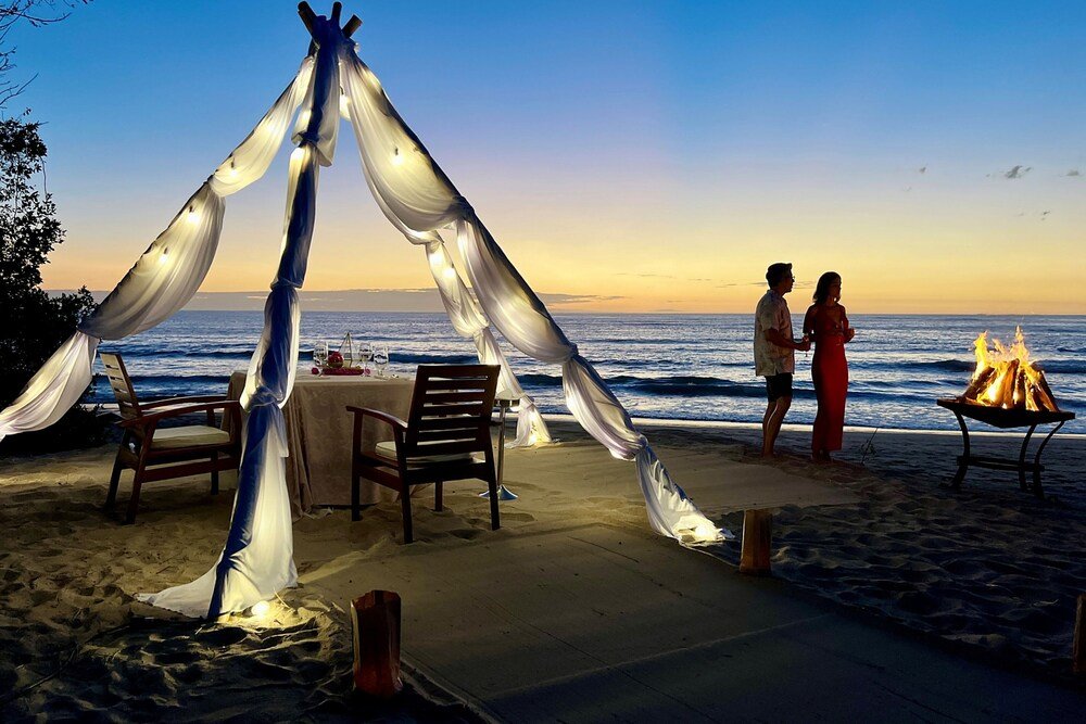 Beachside dining setup at the resort at the resort