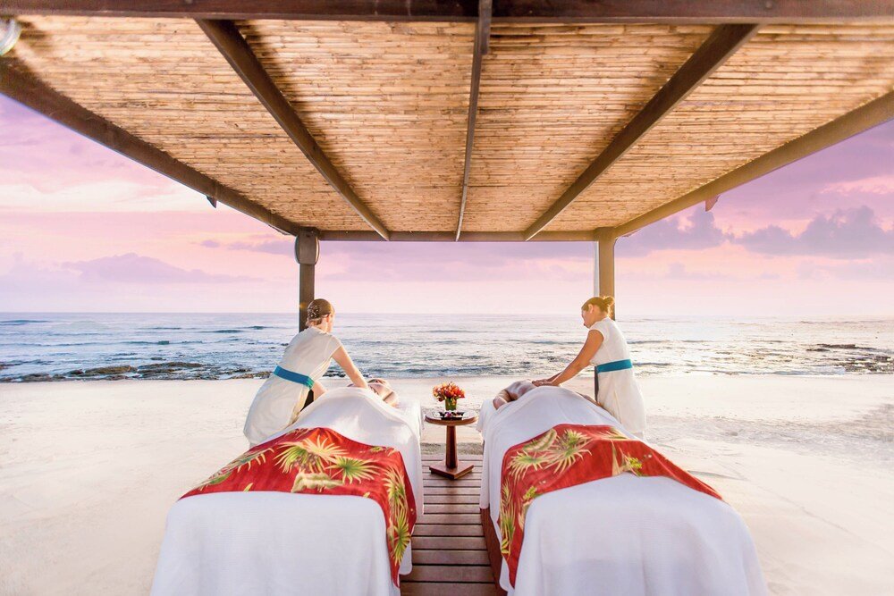 Beachside massage area at the resort seen during a visit