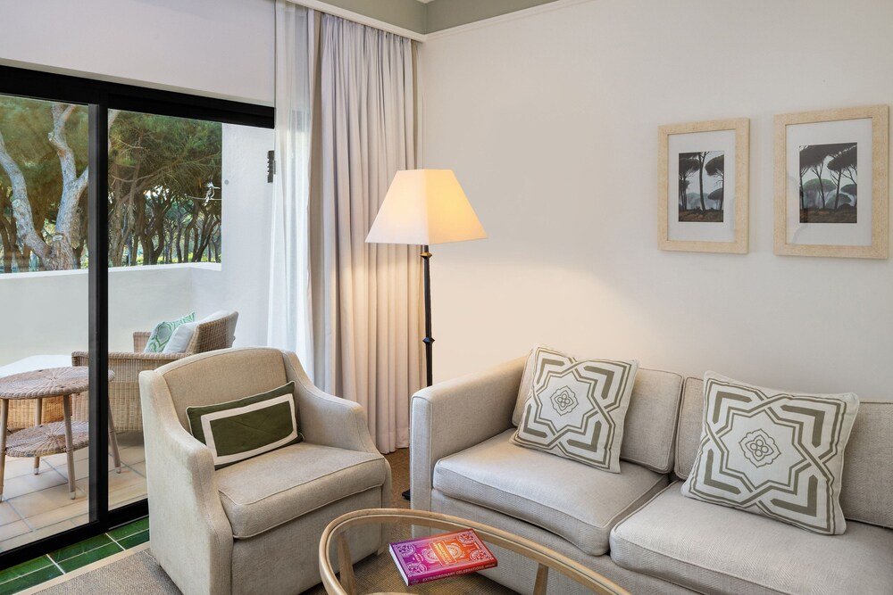 Modern living room in a suite at Pine Cliffs Resort in Albufeira, Algarve