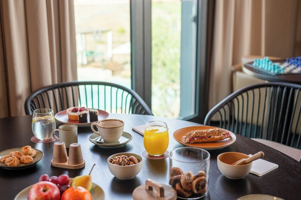 Breakfast table set at the resort in Maspalomas, Gran Canaria