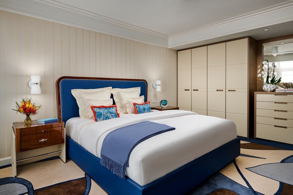 Hotel room with a large bed