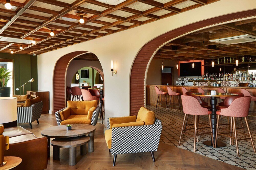 Bar area with round tables