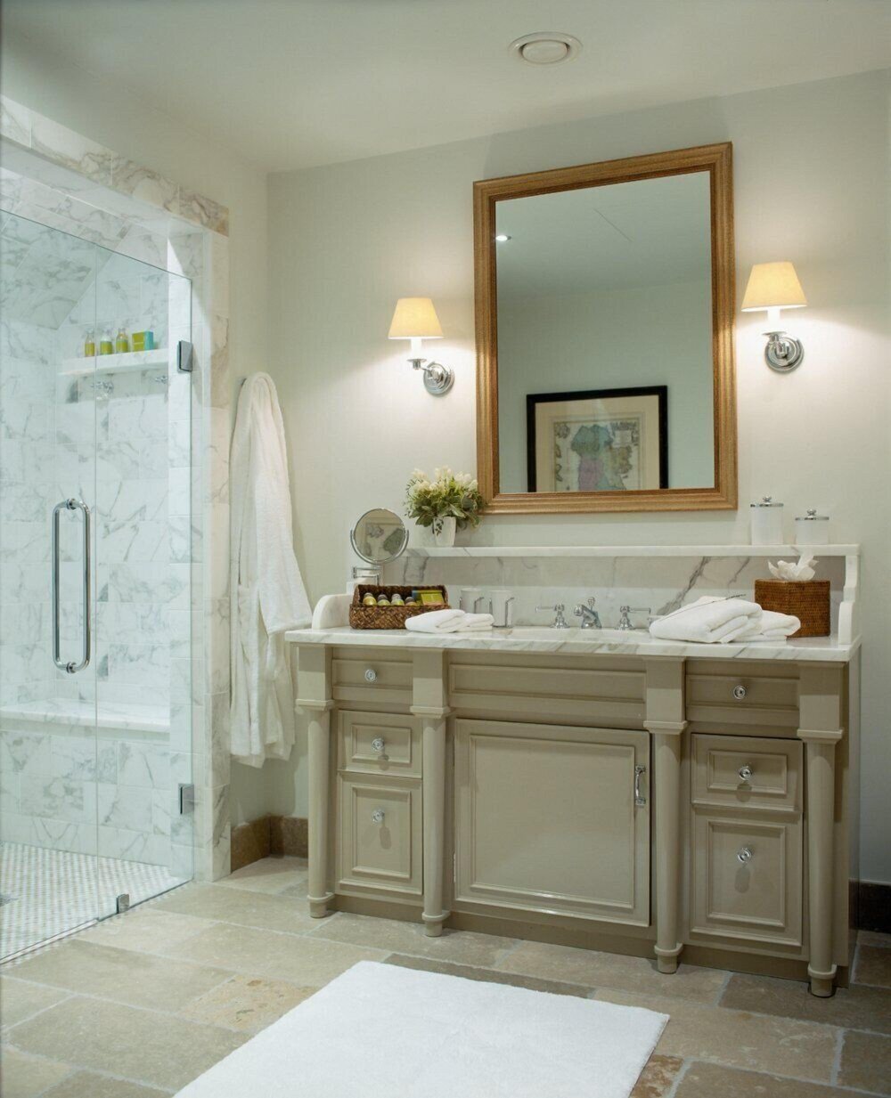 Bathroom with a marble shower at Trump Doonbeg