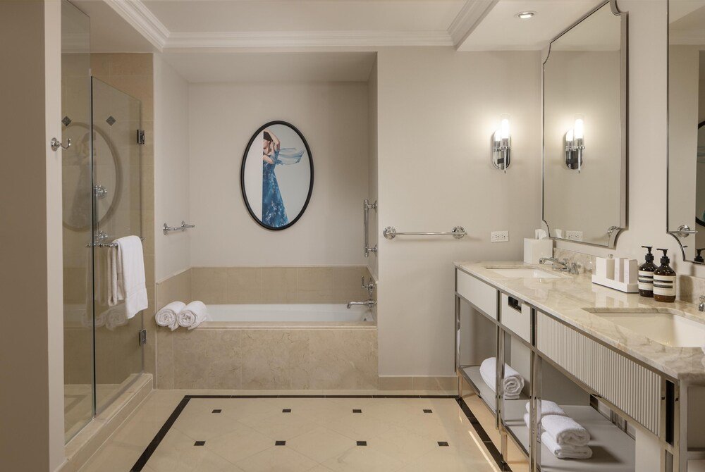 Bathroom shower at Waldorf Astoria Orlando golf resort